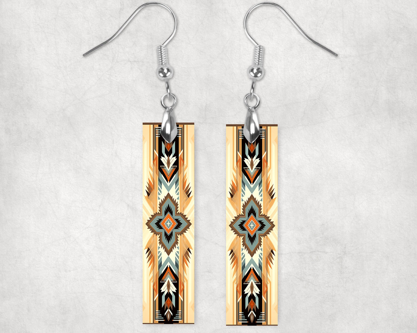 Southwest Earrings, Bar Dangle Printed Earrings Jewelry Handmade