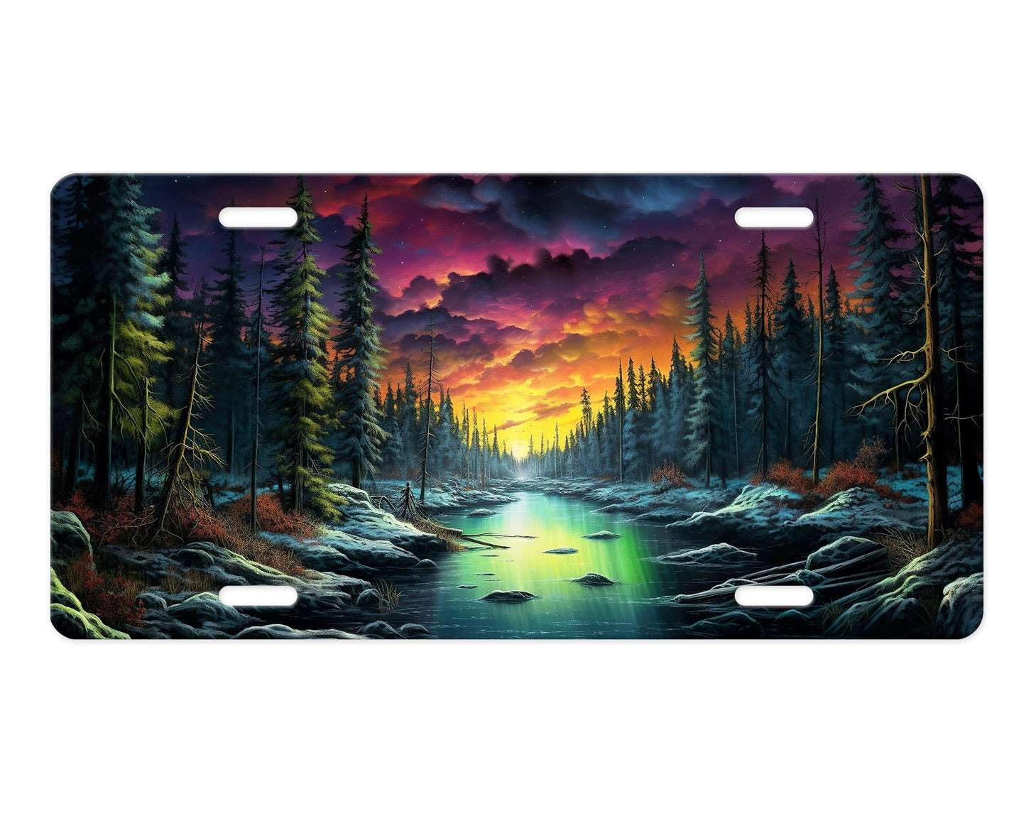 Vanity Front License Plate, Aurora Borealis Aluminum Vanity License Plate Car Accessory Decorative Front Plate