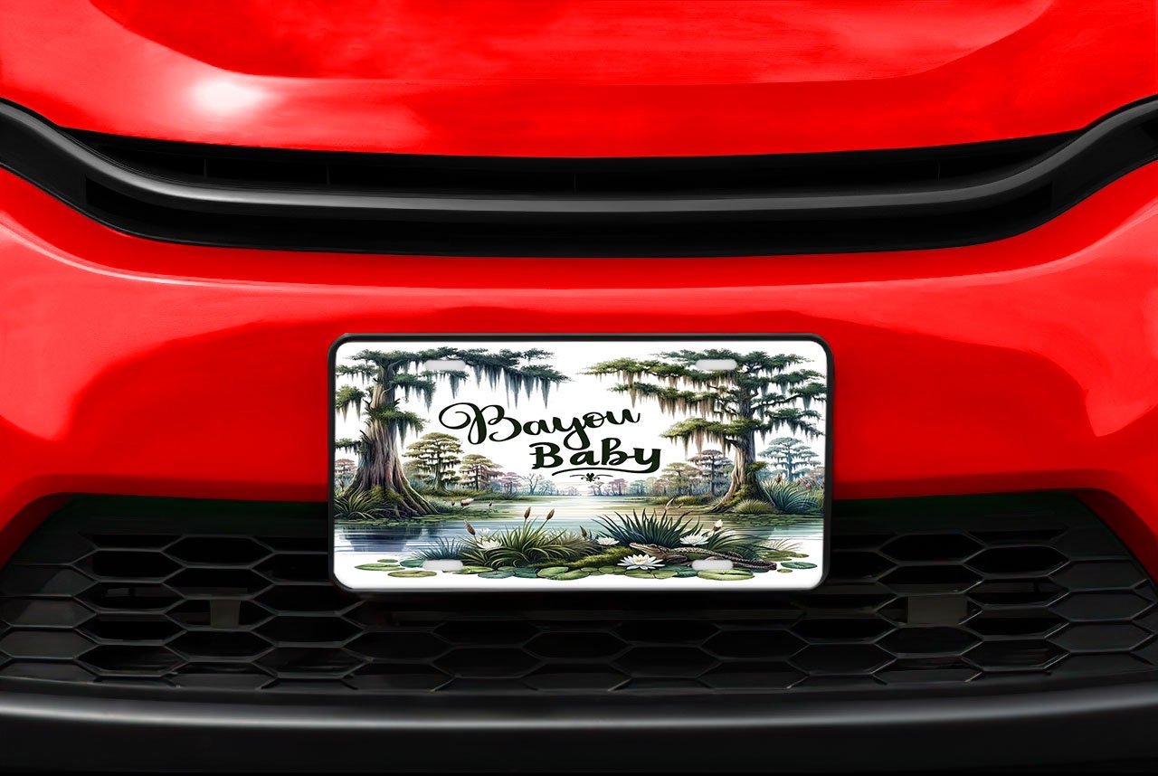 Vanity Front License Plate, Bayou Baby Aluminum Vanity License Plate Car Accessory Decorative Front Plate