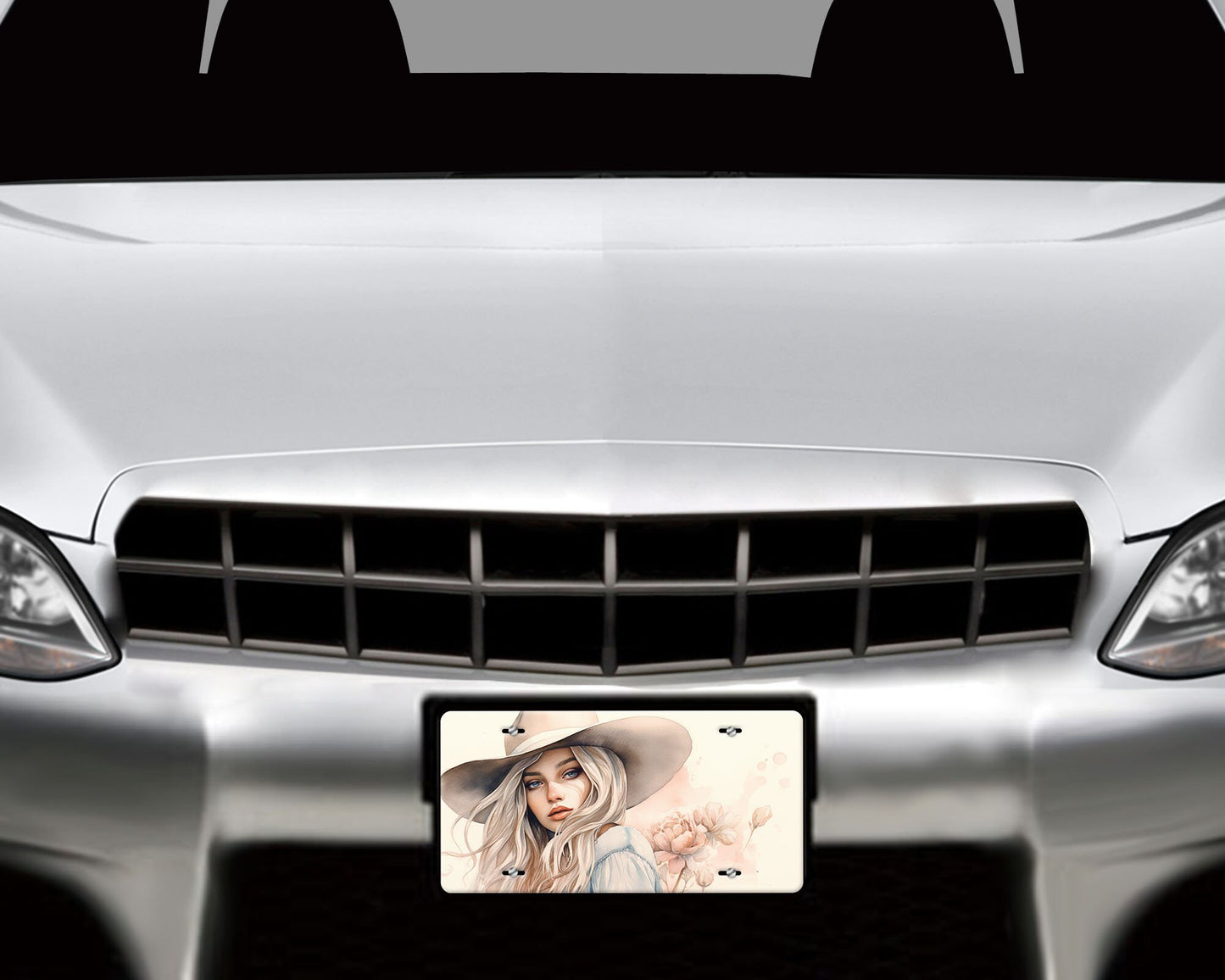 Vanity Front License Plate, Blonde Cowgirl Aluminum Vanity License Plate Car Accessory Decorative Front Plate