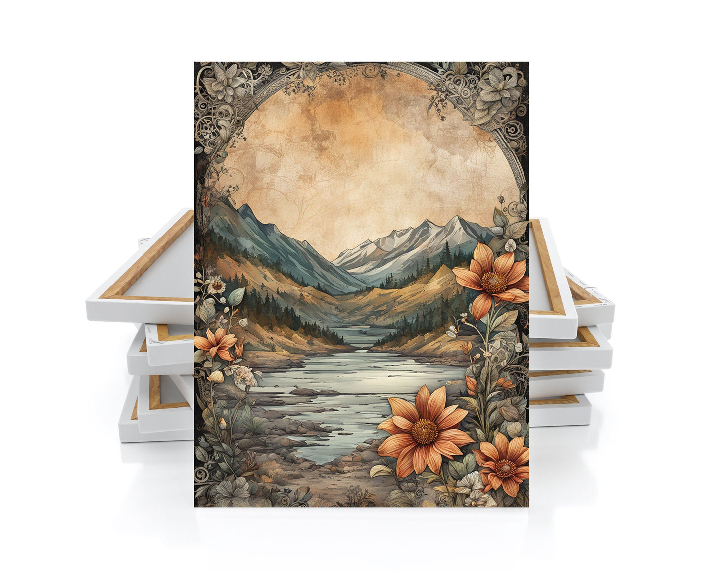 16x20 Mountain Stream Wall Art Canvas Print