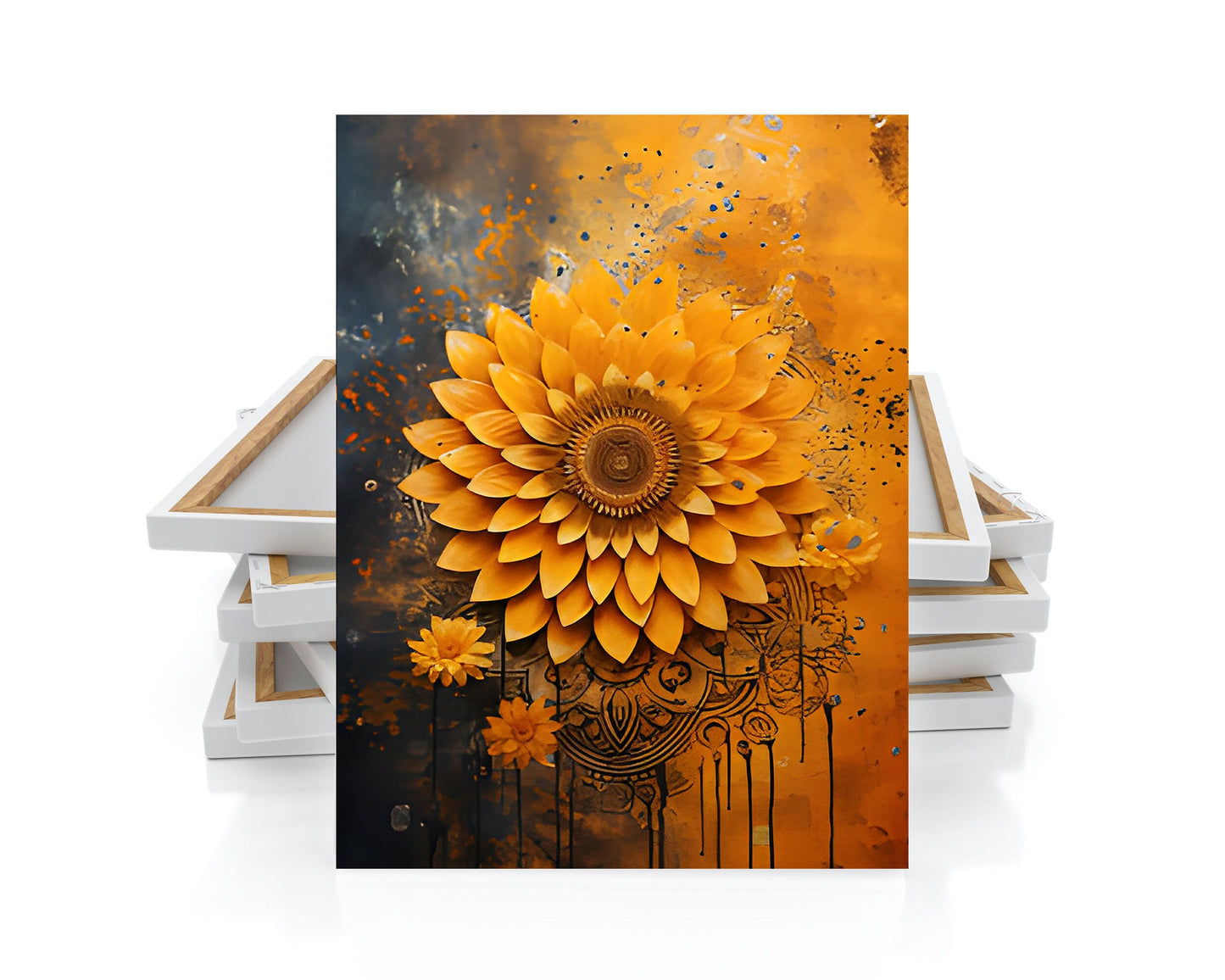 16x20 Mustard Dahlia Wall Art Canvas Print