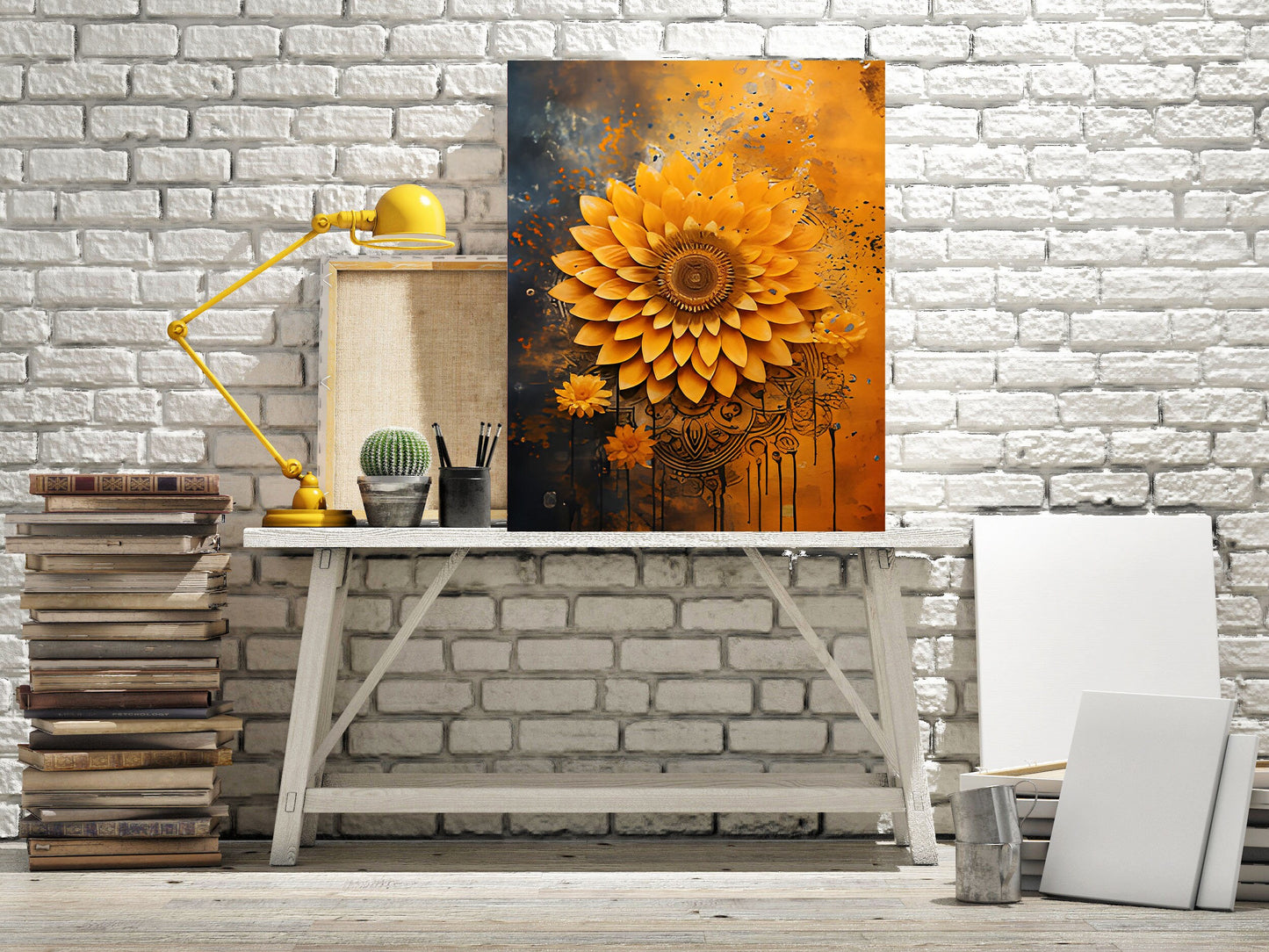 16x20 Mustard Dahlia Wall Art Canvas Print