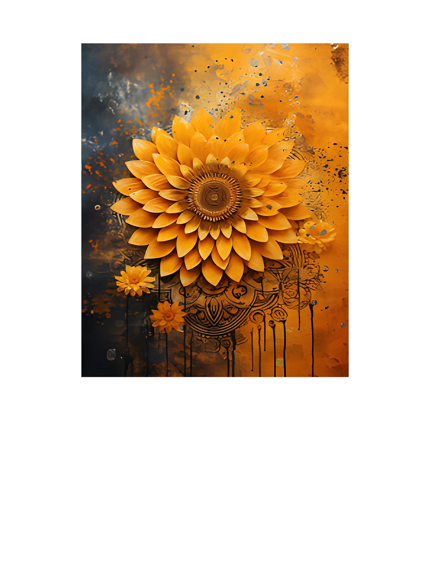 16x20 Mustard Dahlia Wall Art Canvas Print