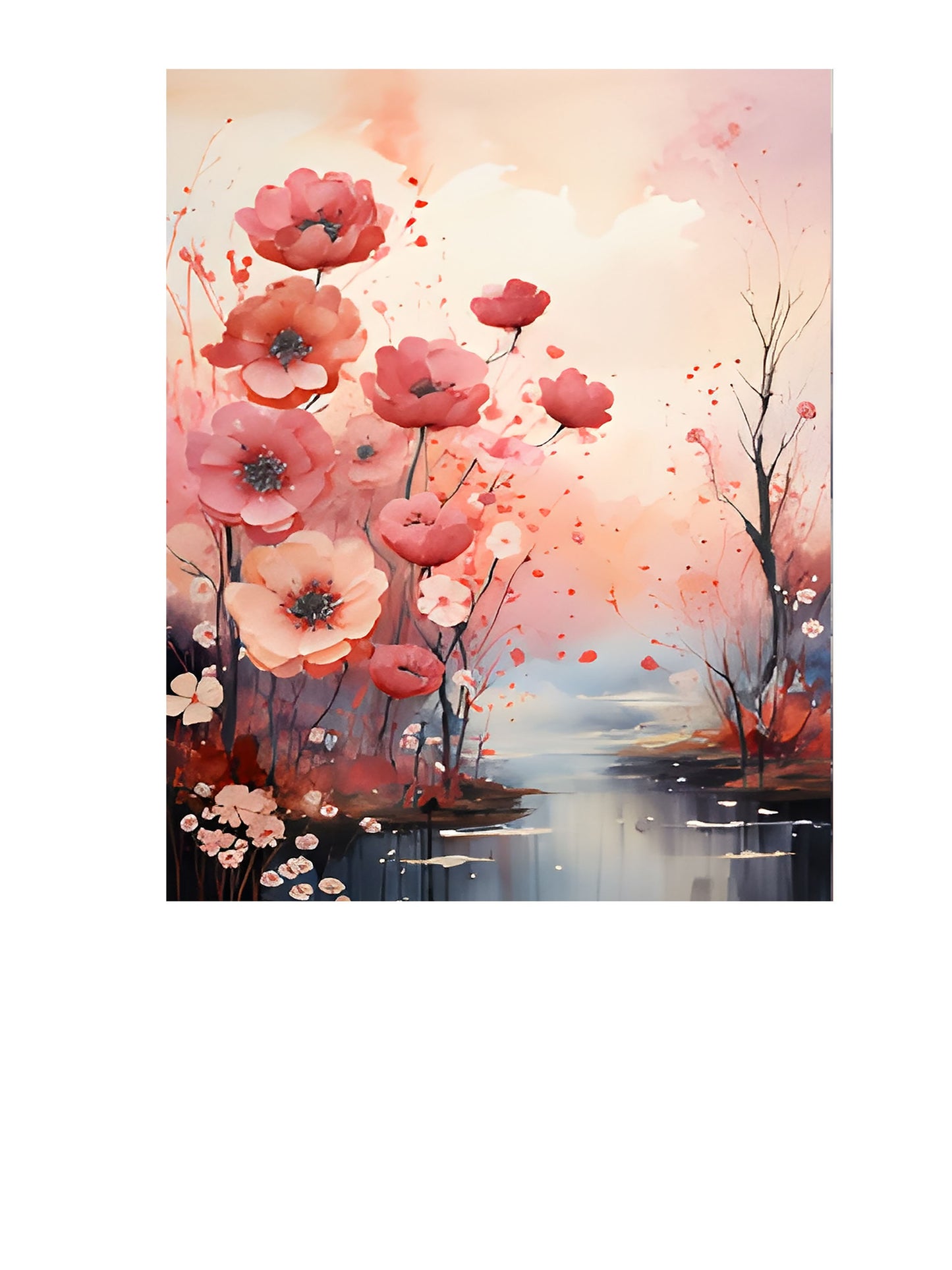 16x20 Peach Riverbank Wall Art Canvas Print