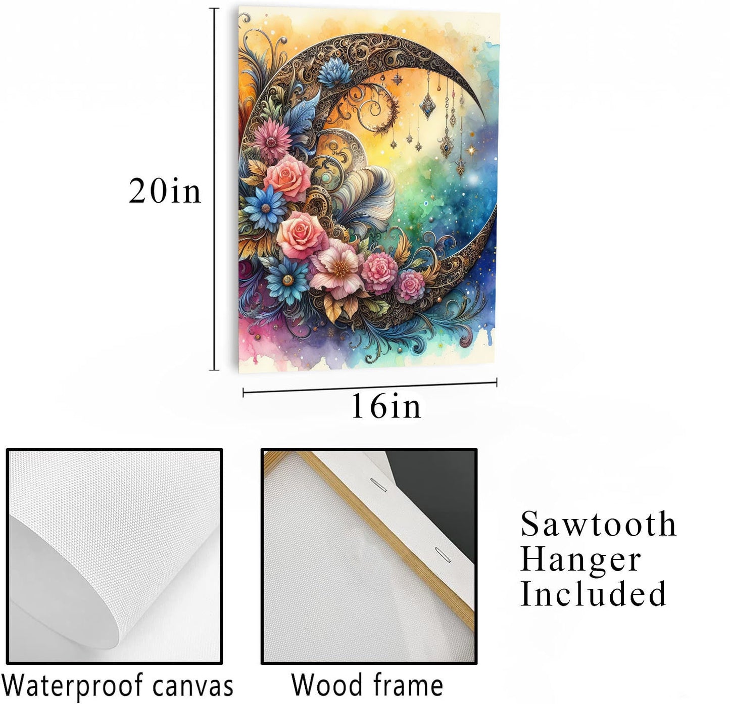 16x20 Flower Moon Wall Art Canvas Print