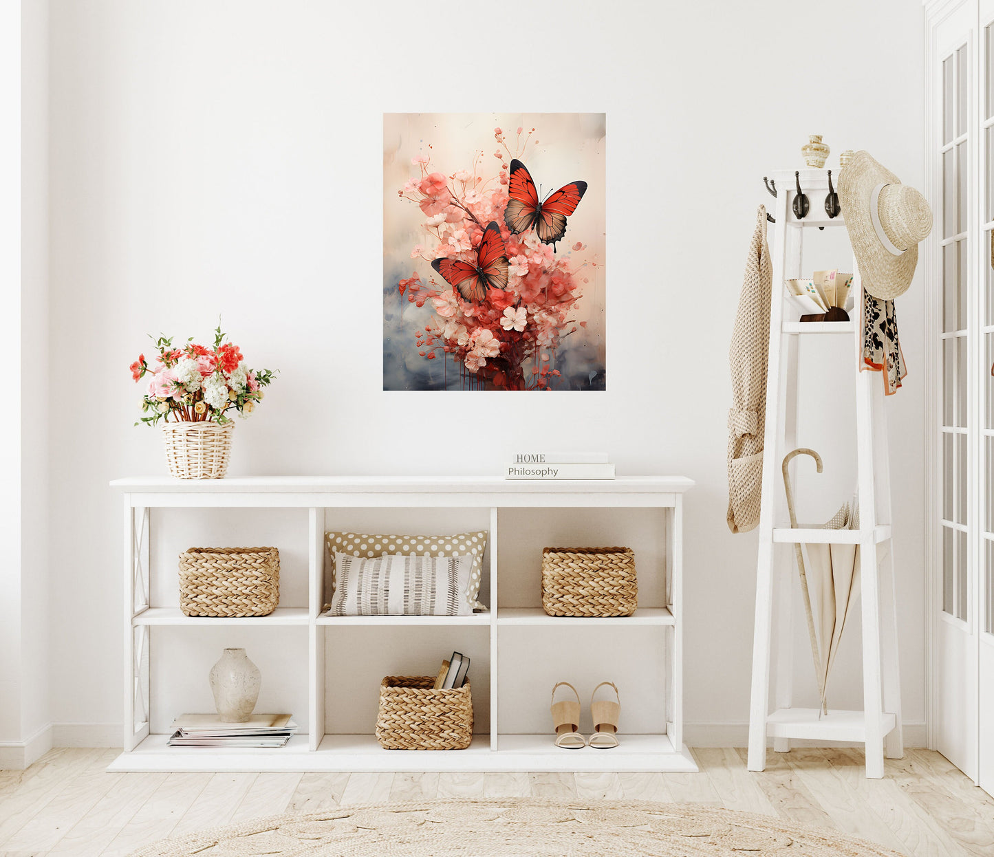 16x20 Birds on Pink Blossom Branch Wall Art Canvas Print