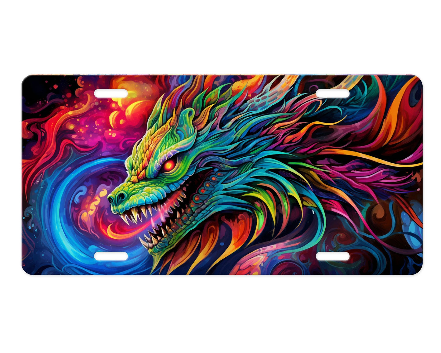 Neon Dragon Vanity Decorative Front License Plate Cute Car License Plate Aluminum Metal Plate