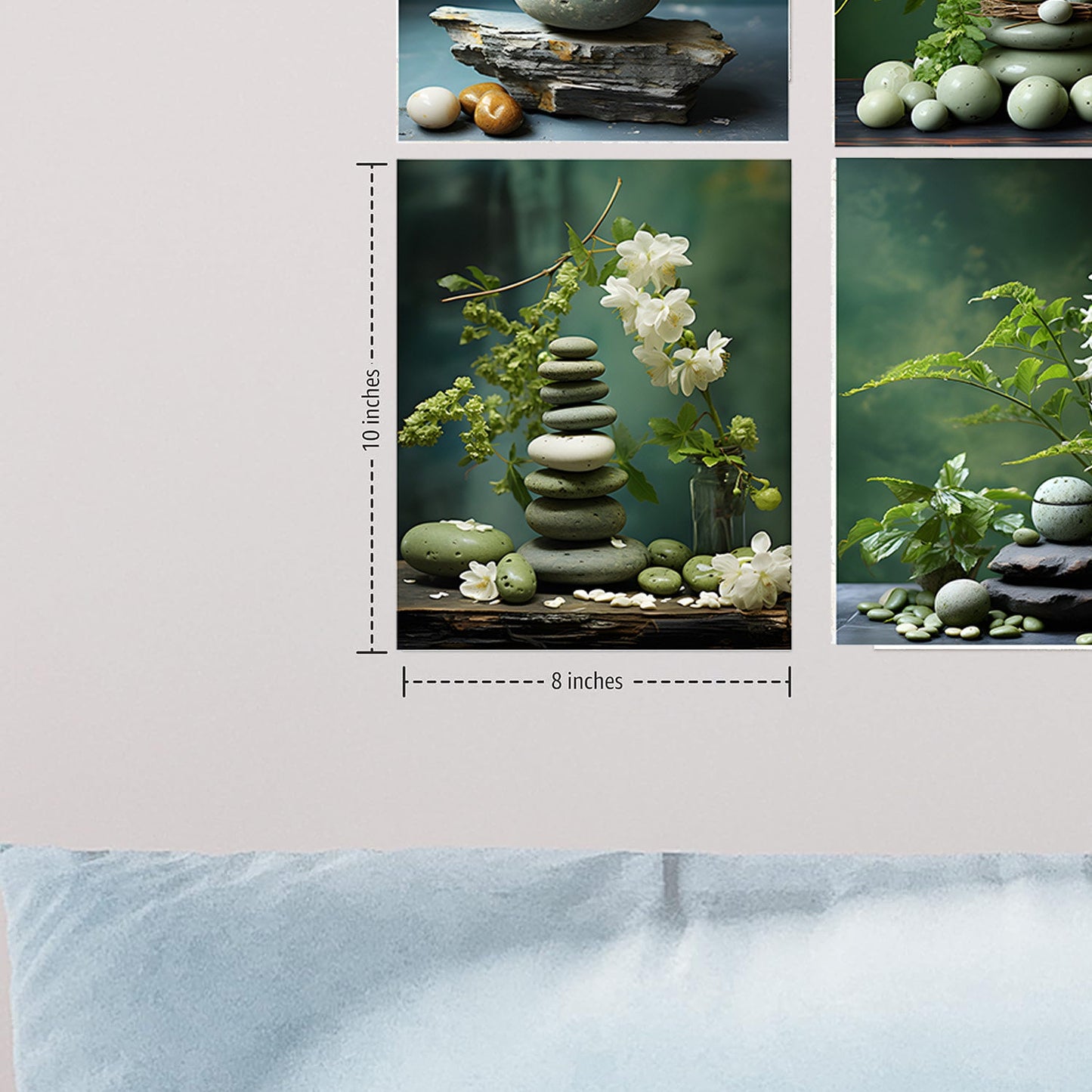 Set of 4  8x10 Asian Stones Wall Art Canvas Print, Contemporary Wall Art