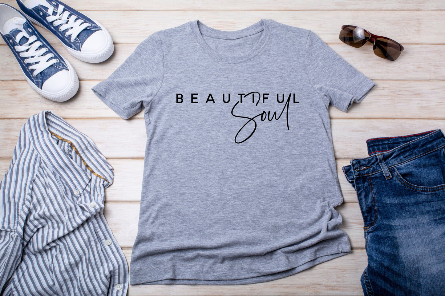 New Release, Beautiful Soul T Shirt, Tshirt, Graphic T's  100% Cotton Black White or Gray, Tee,