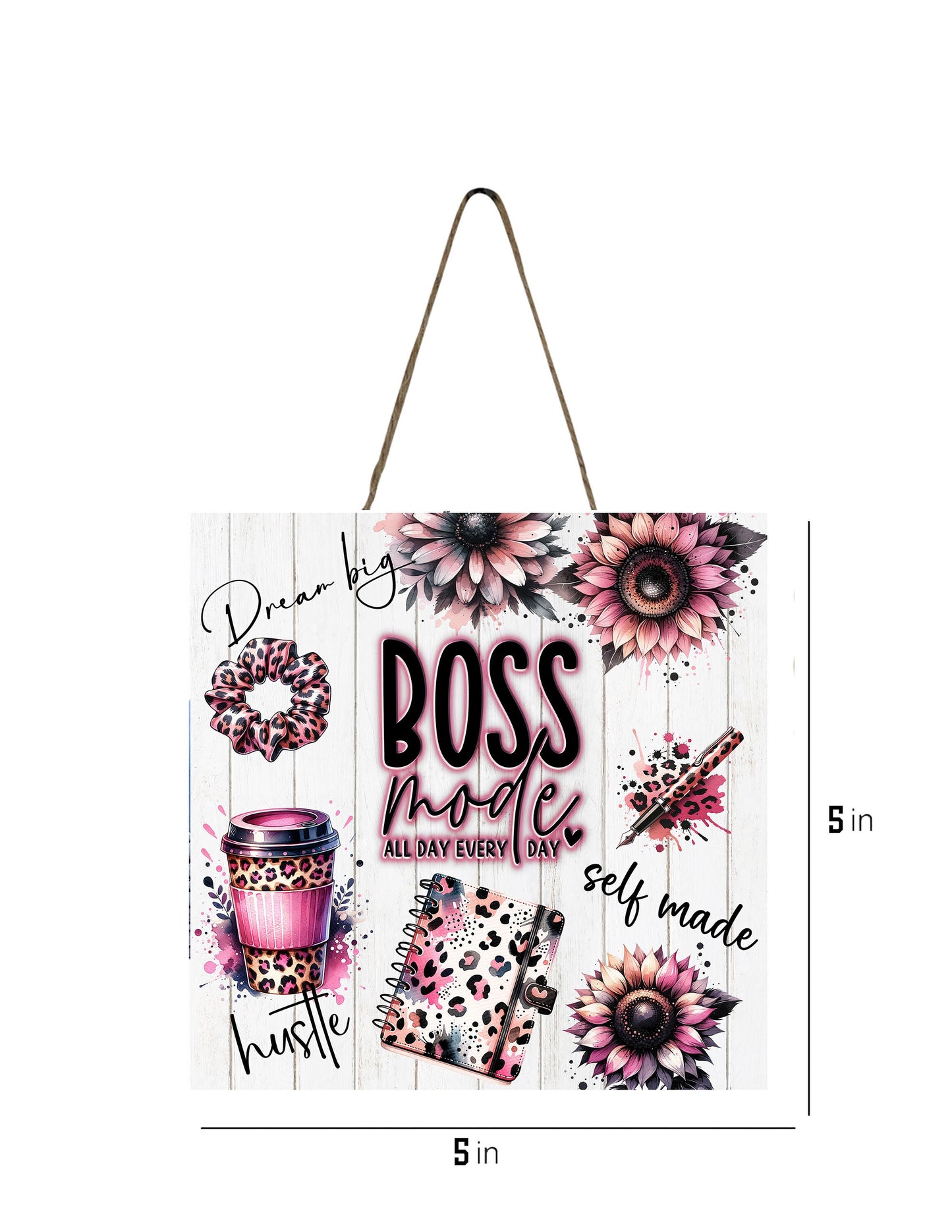 Boss Mode Hanging Wall Sign Wood Home Decor, Door Hanger, Wreath Sign