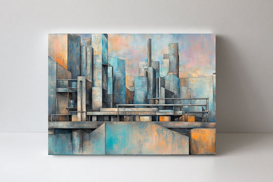 20x16 Abstract Cityscape Wall Art Canvas Print