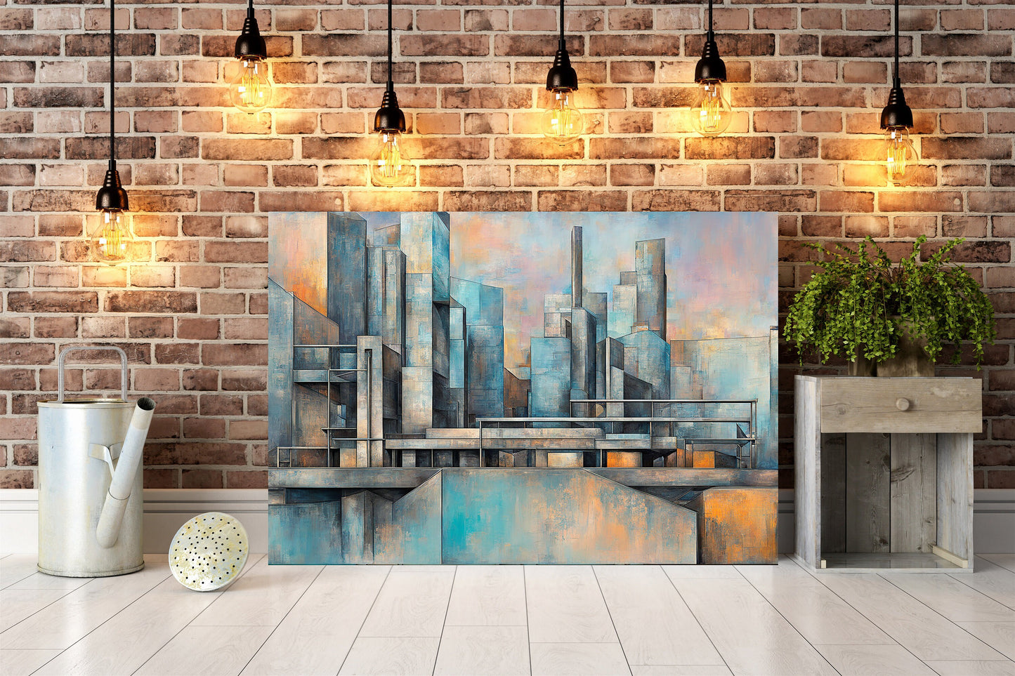 20x16 Abstract Cityscape Wall Art Canvas Print