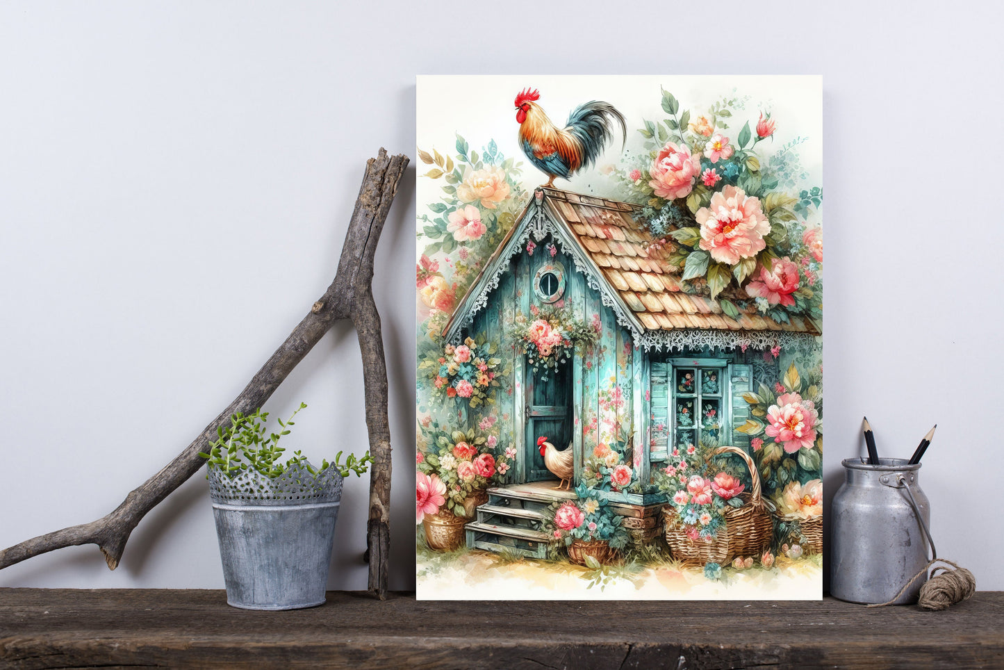 11x14 Beautiful Chicken Coop Wall Art Canvas Print