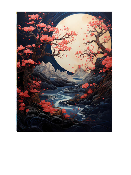 16x20 Navy Landscape Wall Art Canvas Print