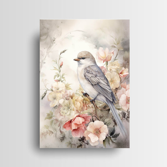 11x14 Bird on White Wall Art Canvas Print