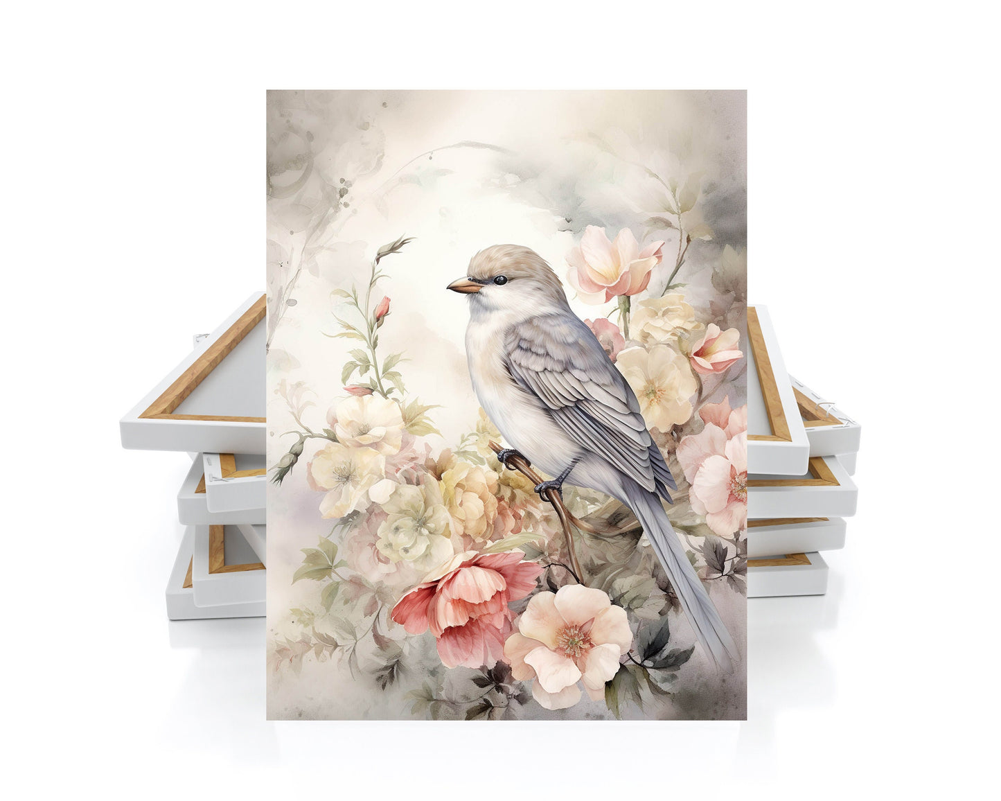 11x14 Bird on White Wall Art Canvas Print