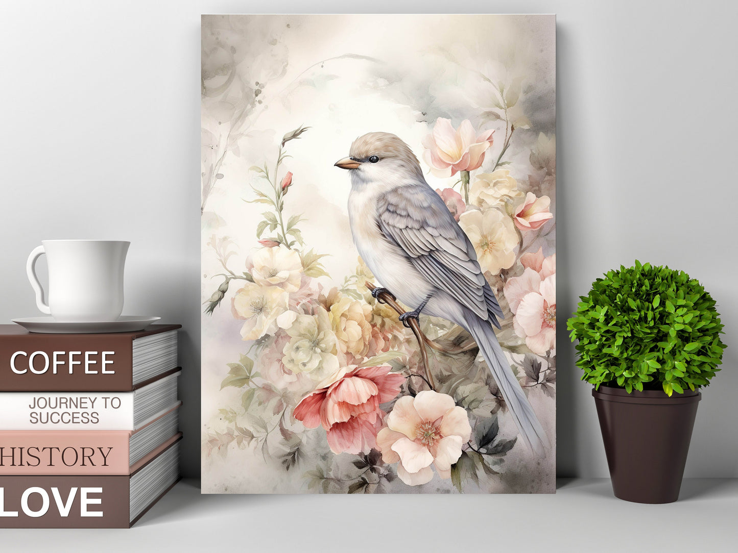 11x14 Bird on White Wall Art Canvas Print