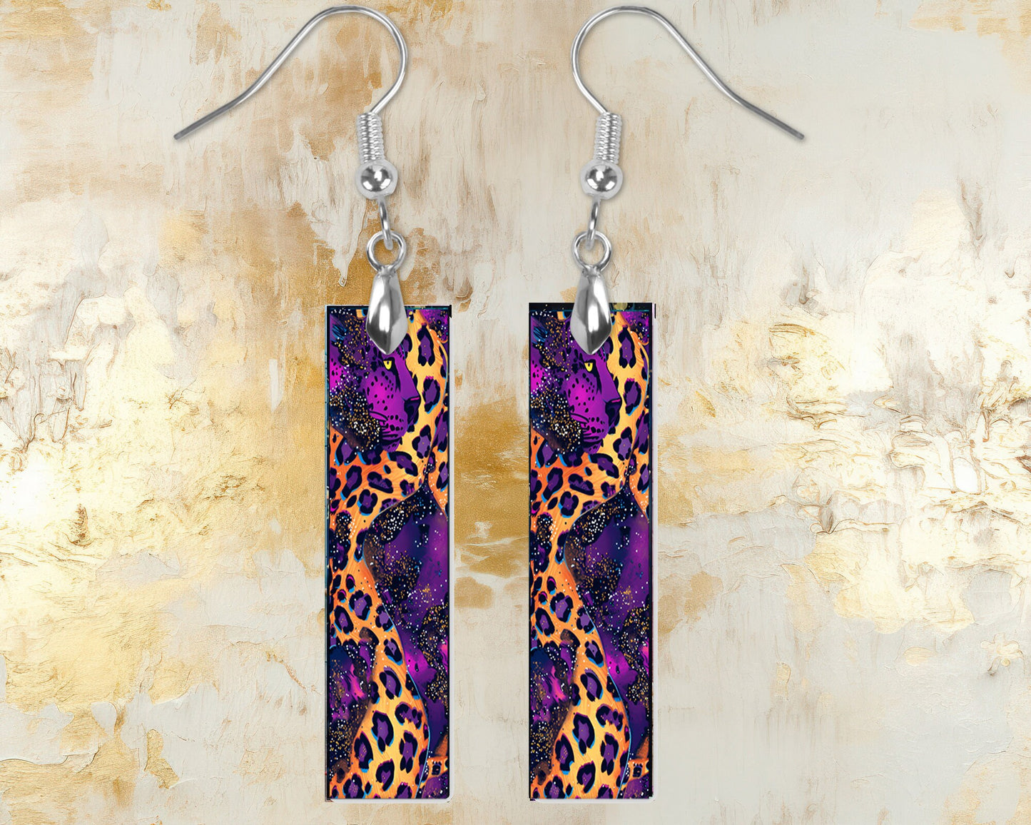 New Release Purple and Leopard Print Printed Wood Dangle Earrings Hypoallergenic Jewelry Handmade