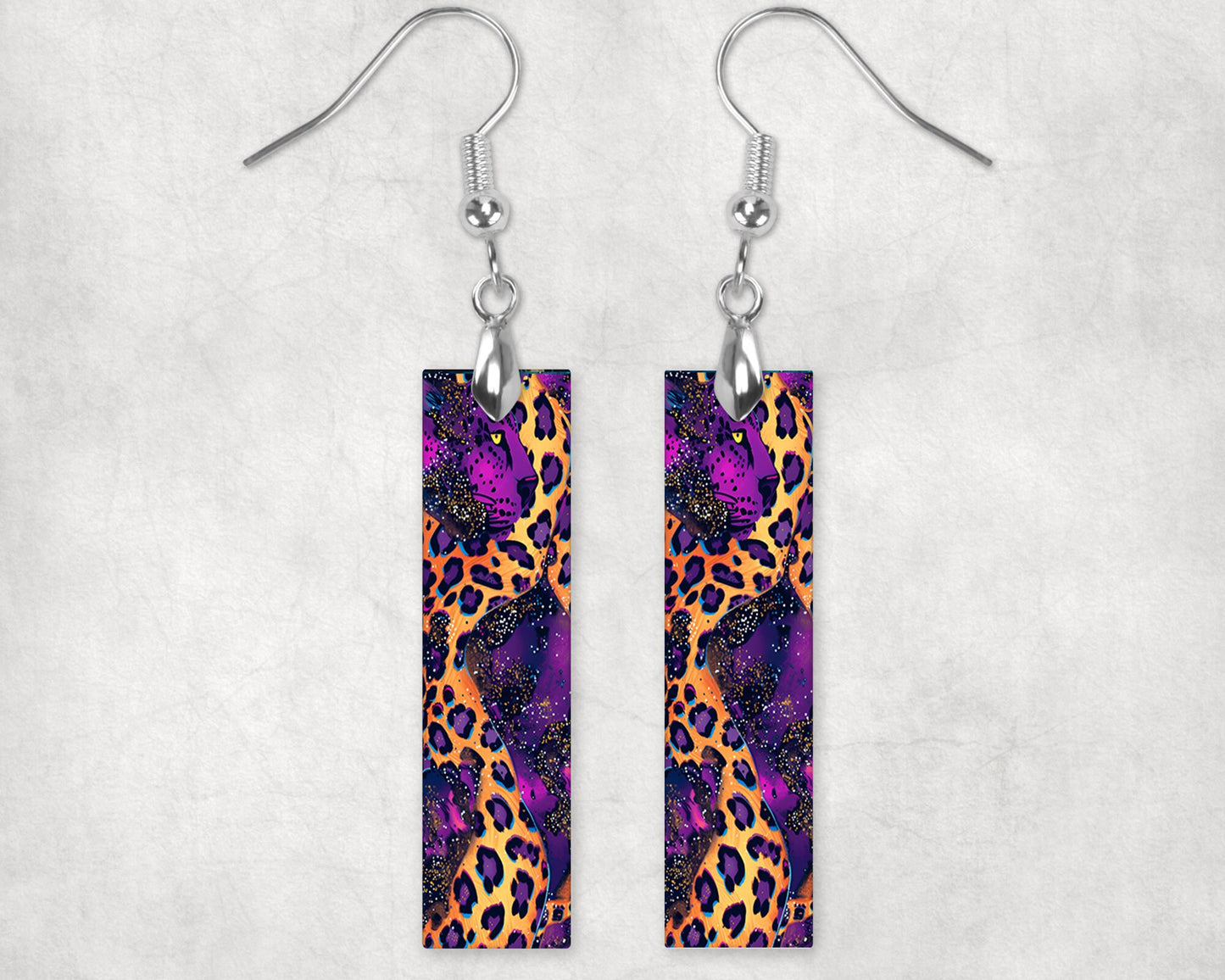 New Release Purple and Leopard Print Printed Wood Dangle Earrings Hypoallergenic Jewelry Handmade