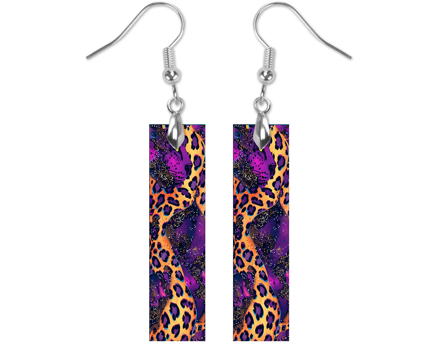 New Release Purple and Leopard Print Printed Wood Dangle Earrings Hypoallergenic Jewelry Handmade