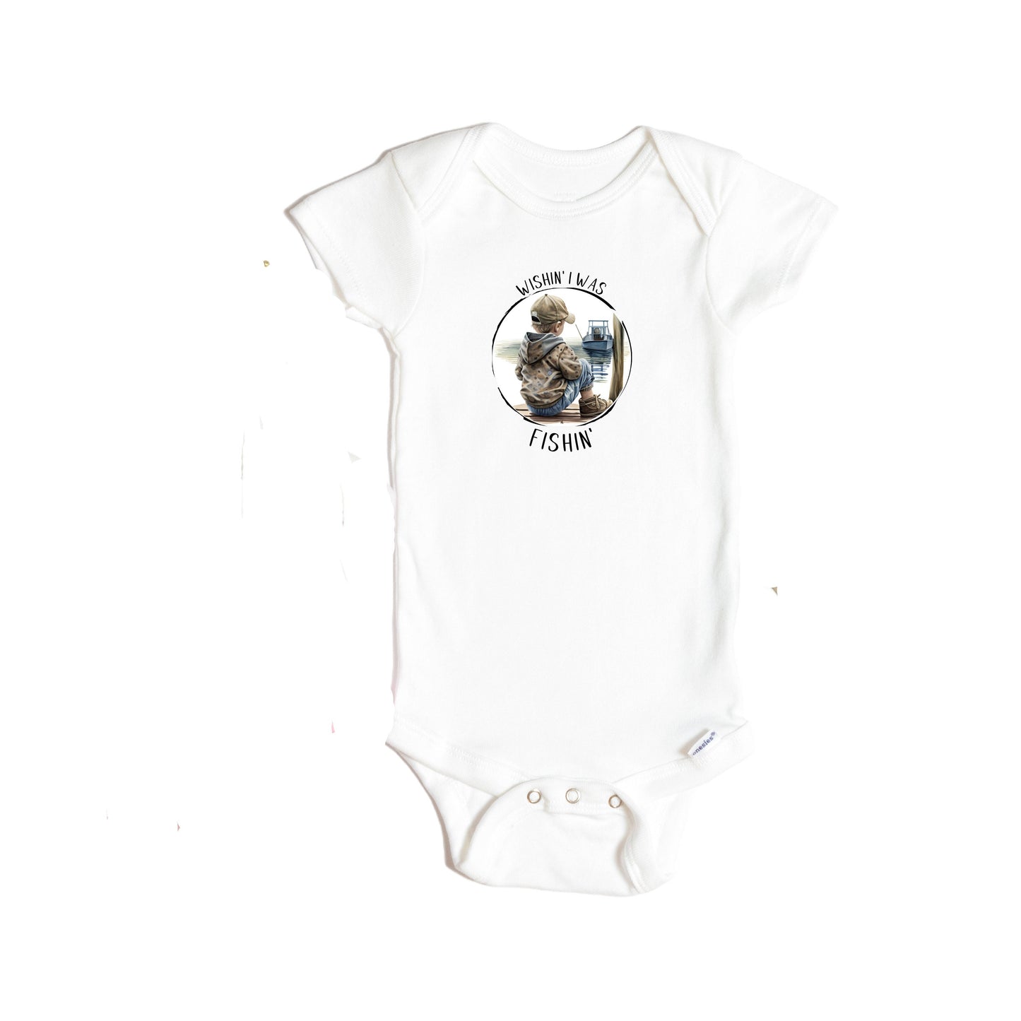 Baby Bodysuit, Wishin' I was Fishin' One Piece Baby Suit, Baby Gift, Long / Short Sleeve, 0-18 Months size