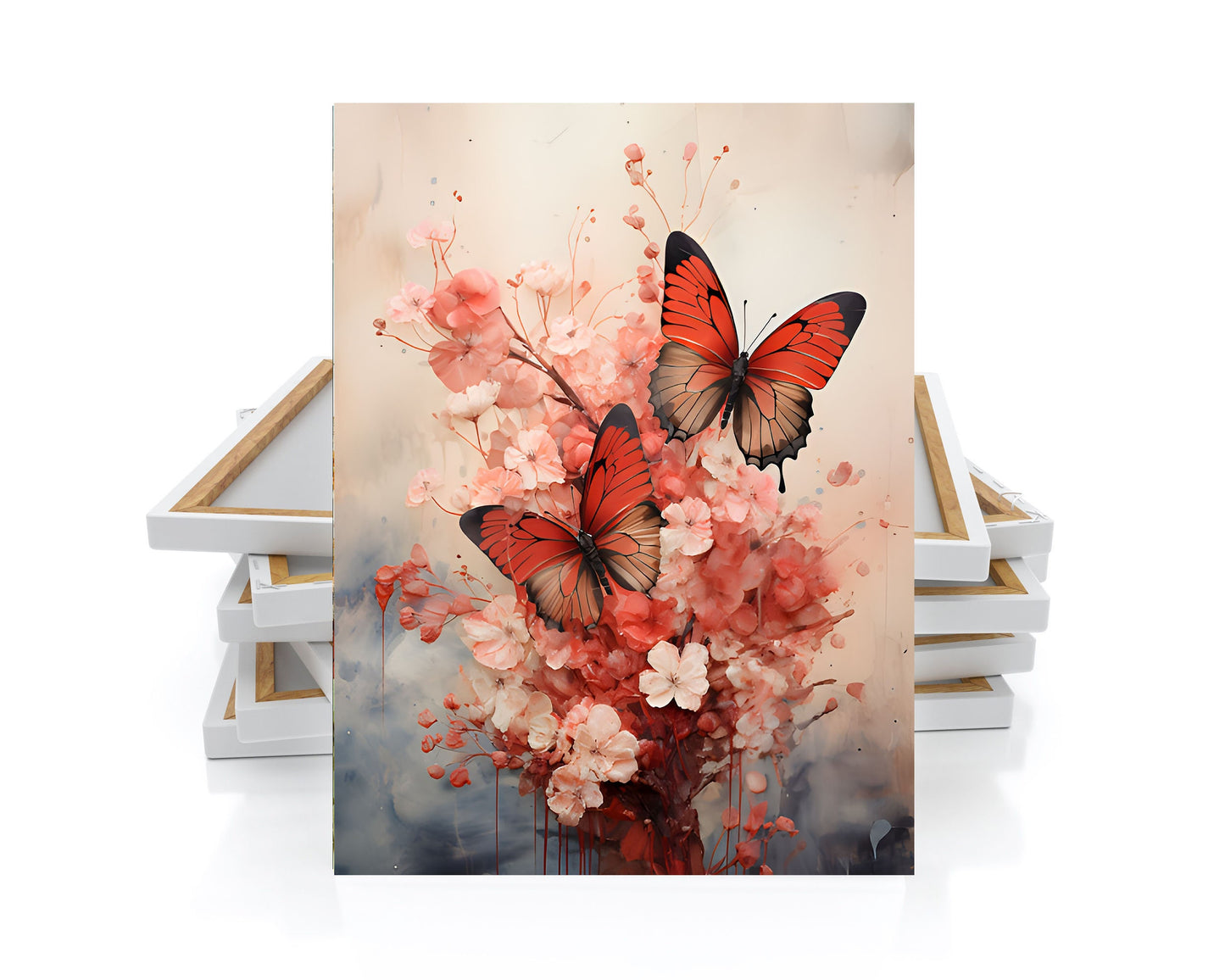 16x20 Coral Butterflies Wall Art Canvas Print