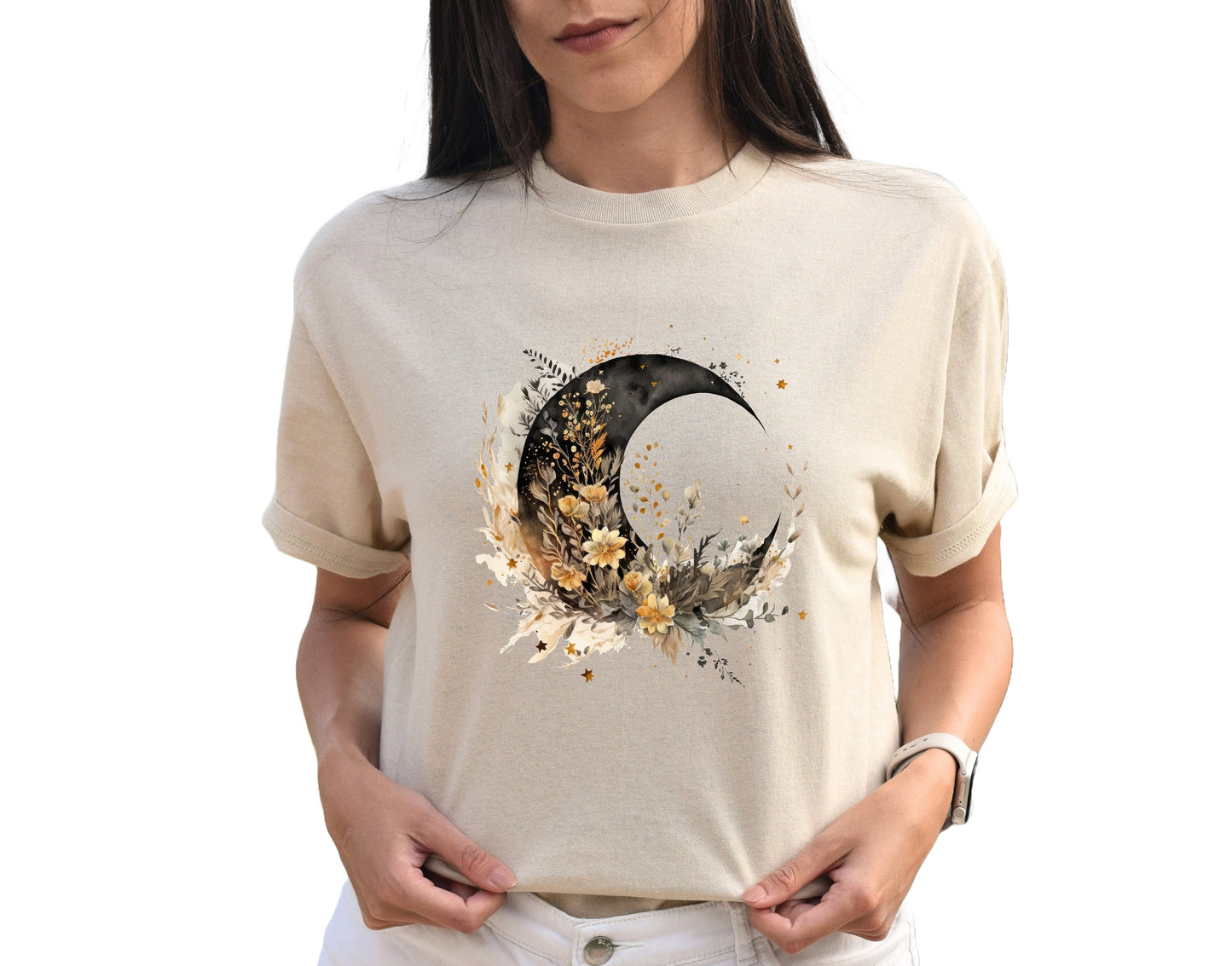 Floral Moon T Shirt, Tshirt, Graphic T's  100% Cotton Tee