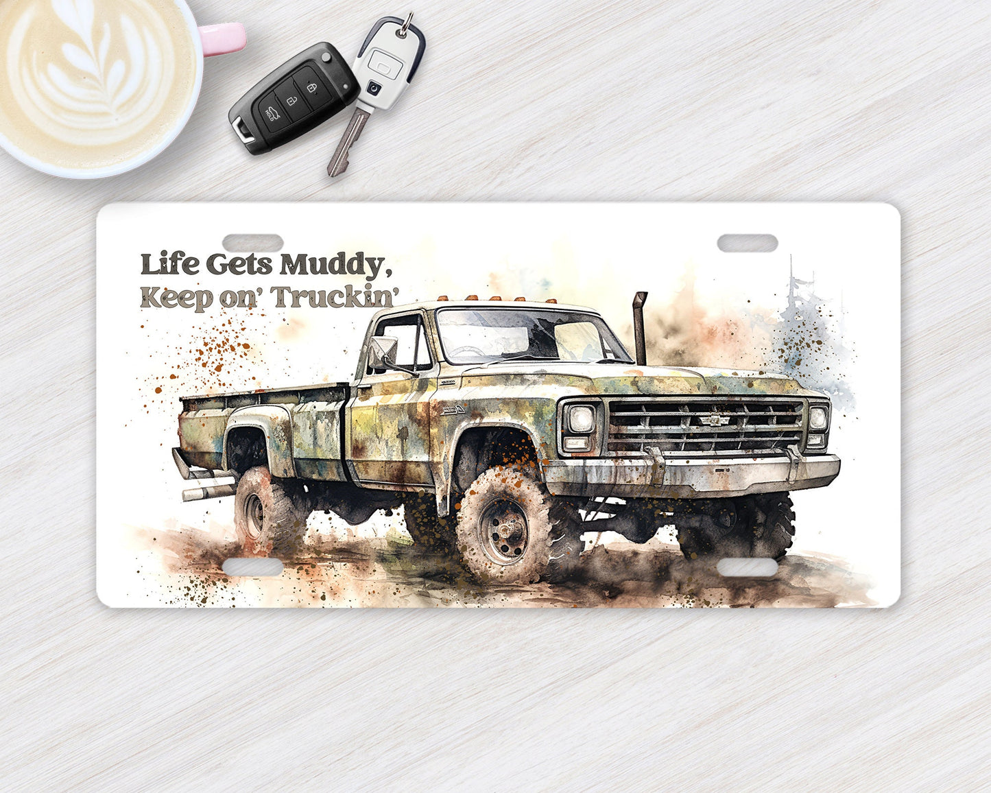 Life Gets Muddy Vanity Decorative Front License Plate Cute Car License Plate Aluminum Metal Plate