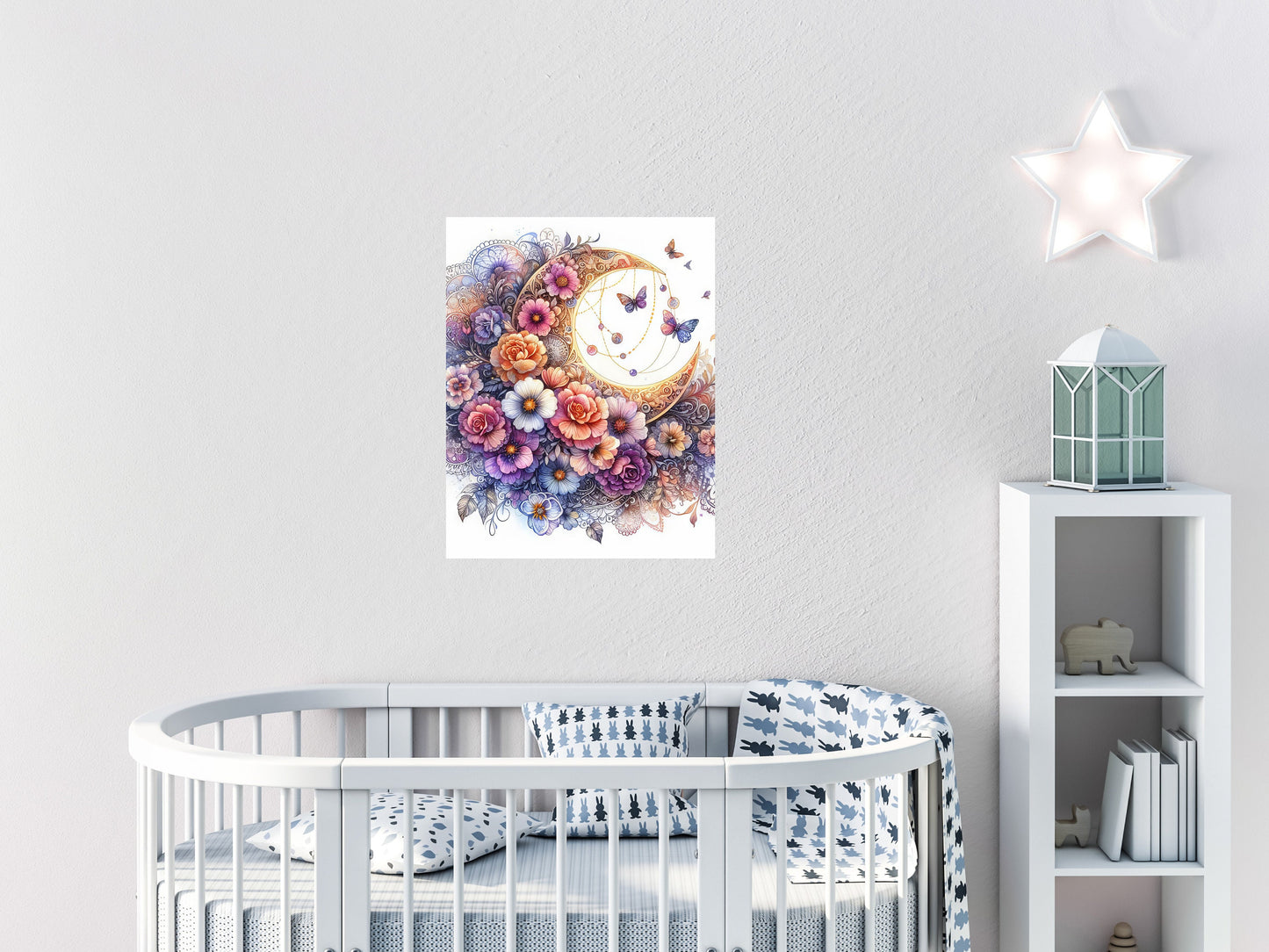 11x14 Flower Moon Wall Art Canvas Print