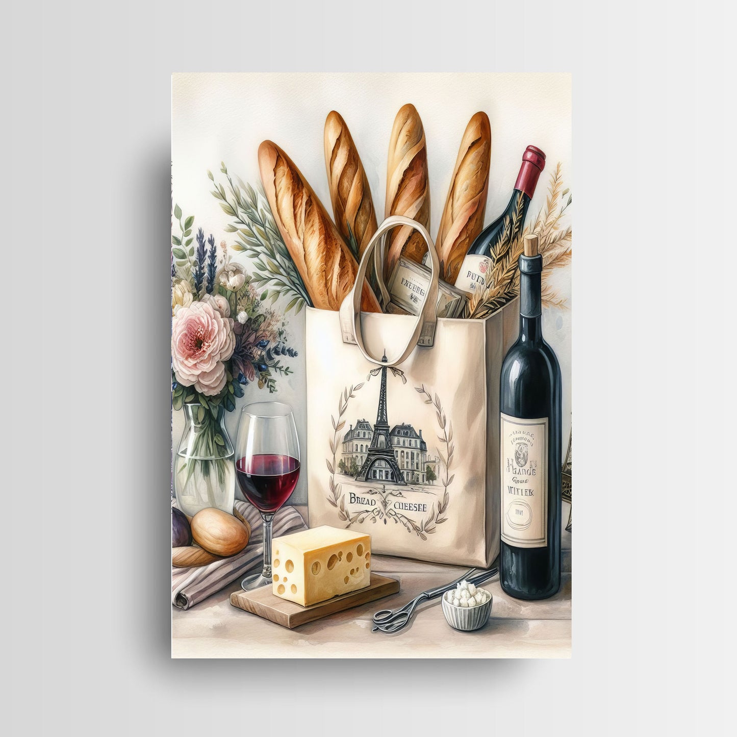 11x14 French Bread Kitchen Wall Art Canvas Print