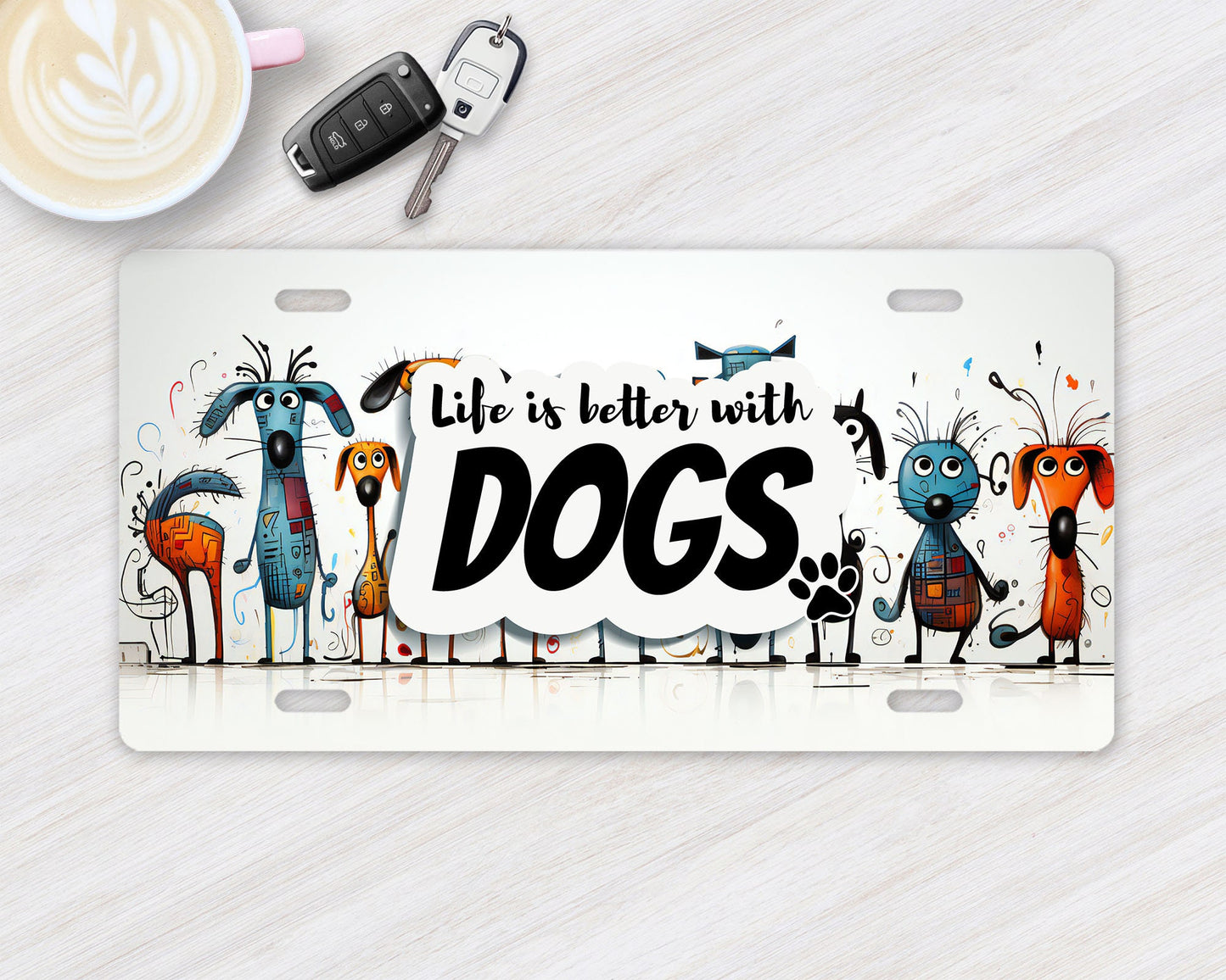 New Release Vanity Front License Plate, Life if Better with Dogs  Aluminum License Plate Car Accessory Decorative Front Plate