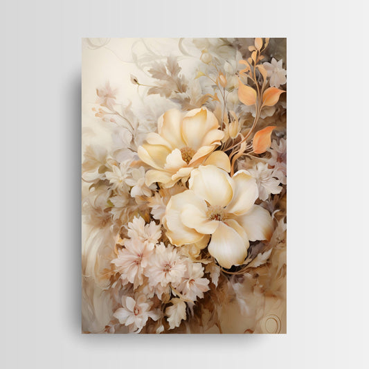 11x14 Cream Flowers Wall Art Canvas Print