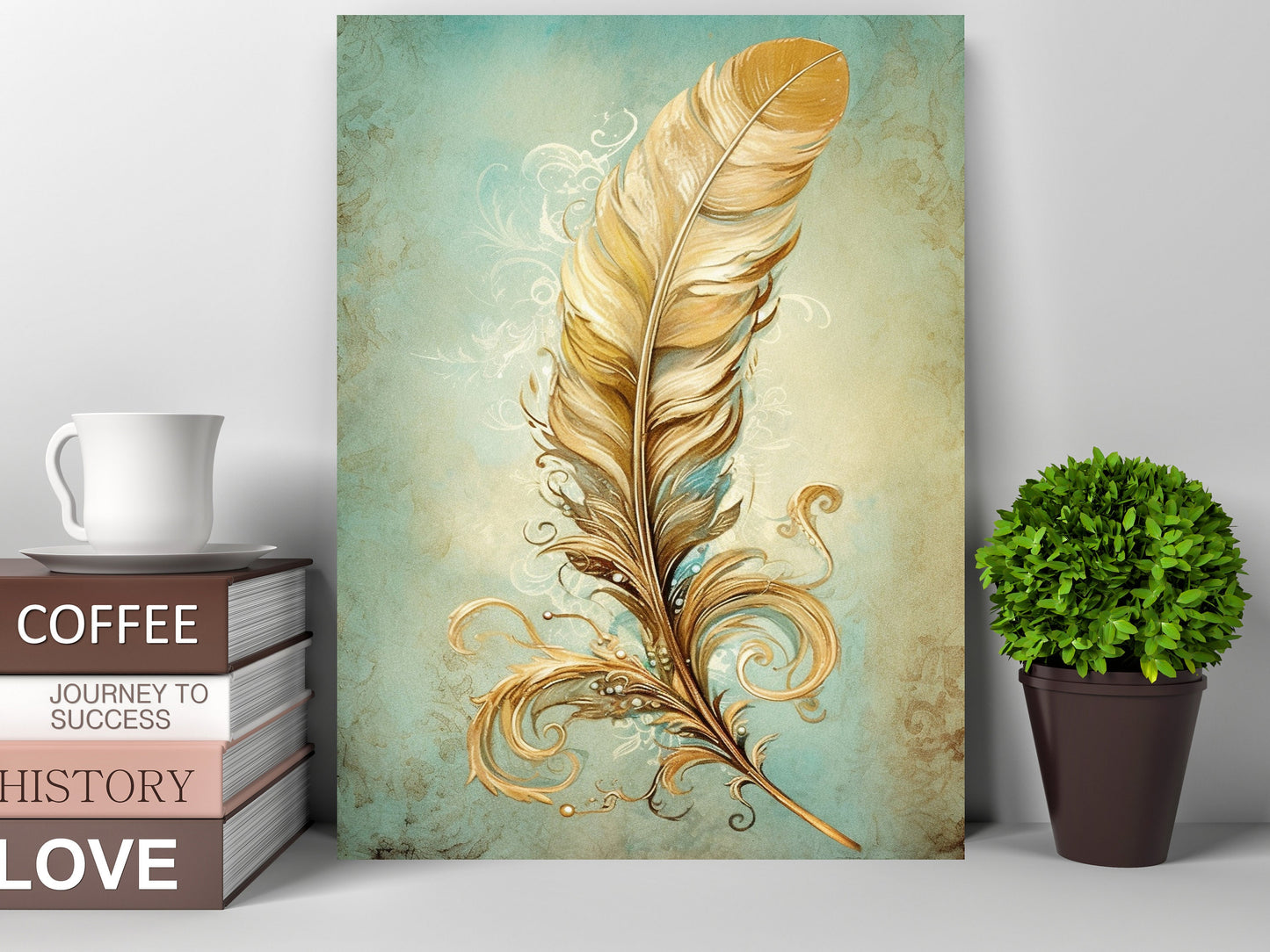 11x14 Gilded Feathers Wall Art Canvas Print