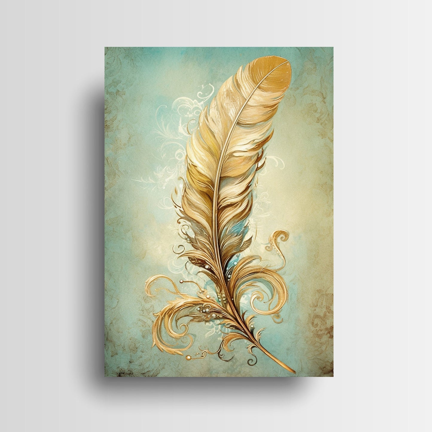 11x14 Gilded Feathers Wall Art Canvas Print