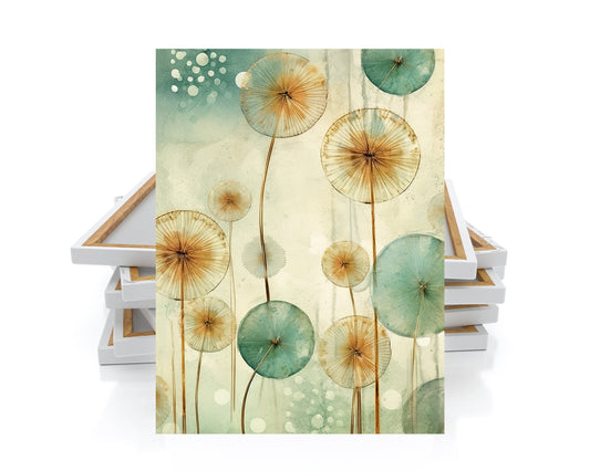 11x14 Green Dandelion Wall Art Canvas Print