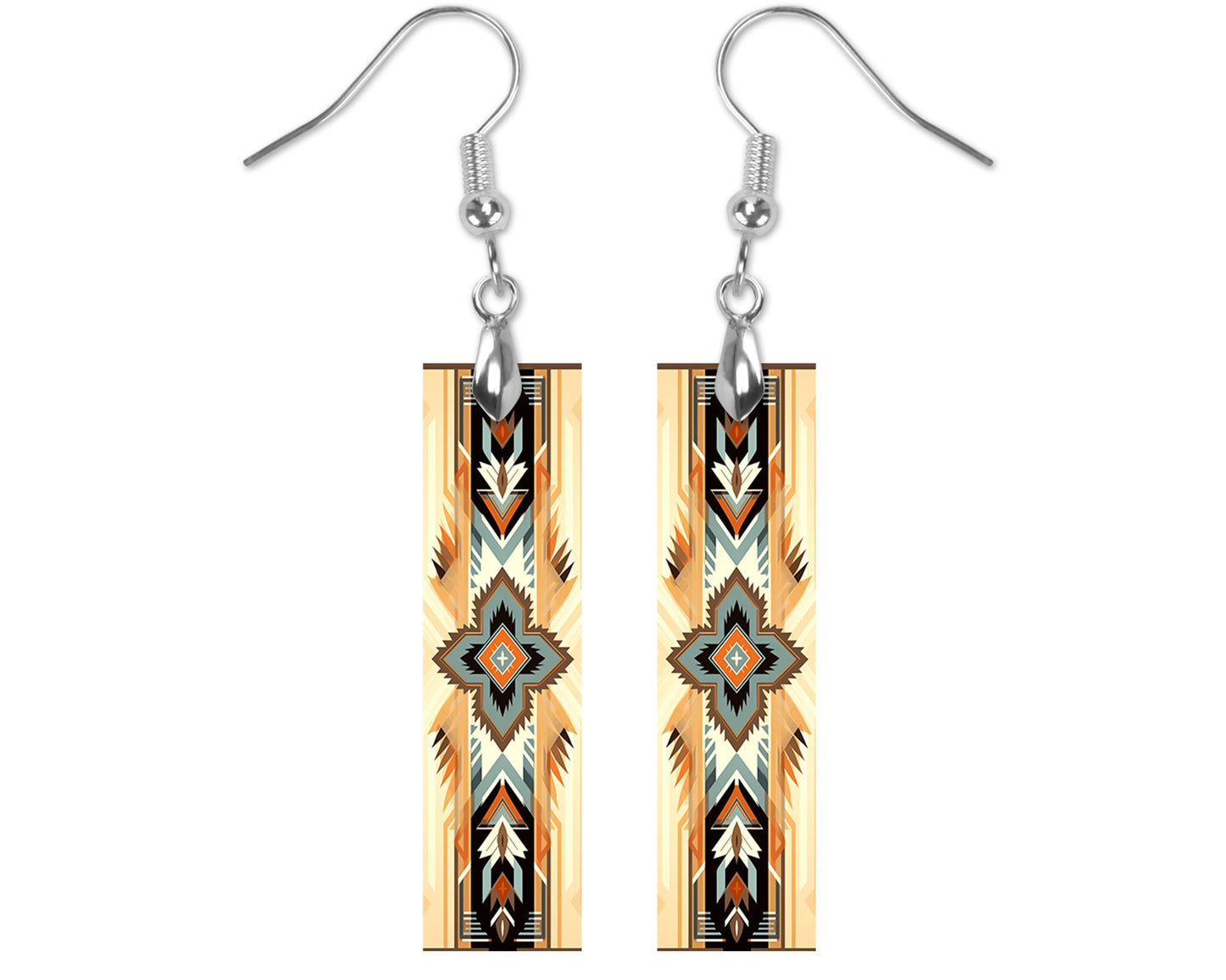 Southwest Earrings, Bar Dangle Printed Earrings Jewelry Handmade