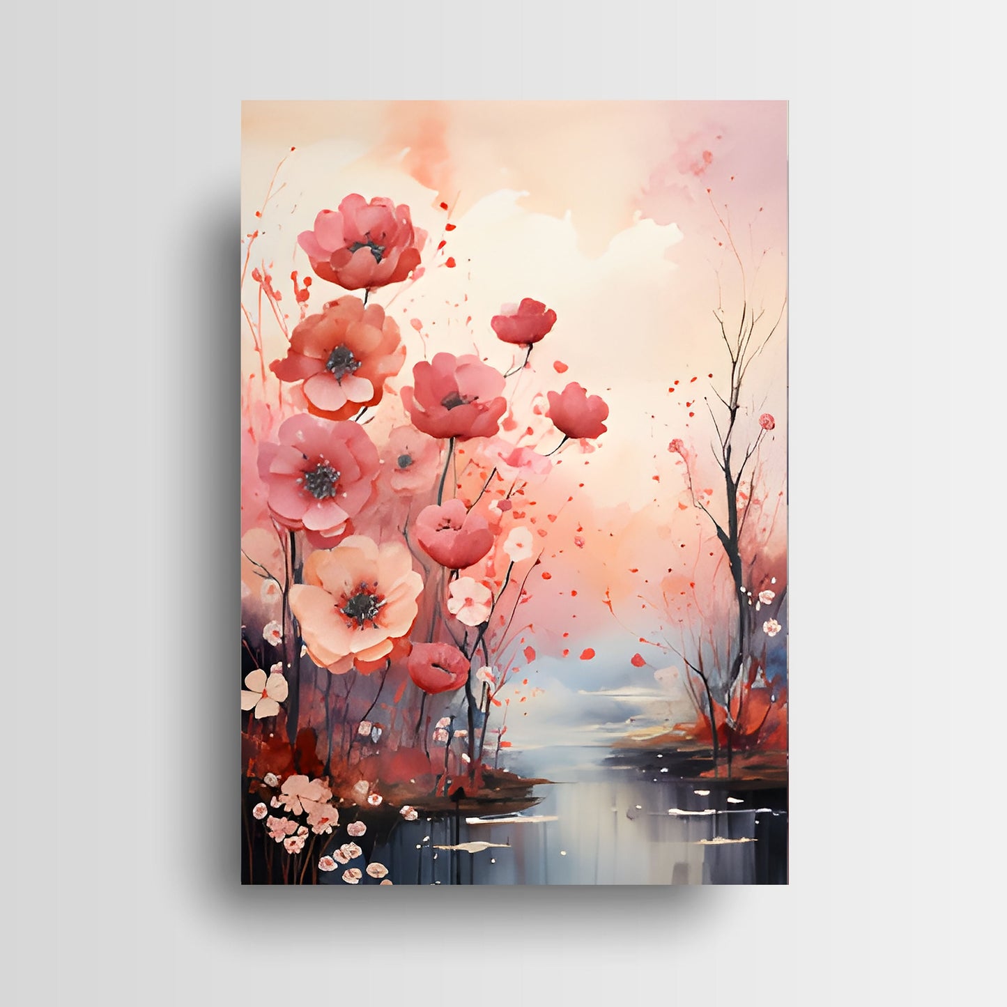 16x20 Peach Riverbank Wall Art Canvas Print