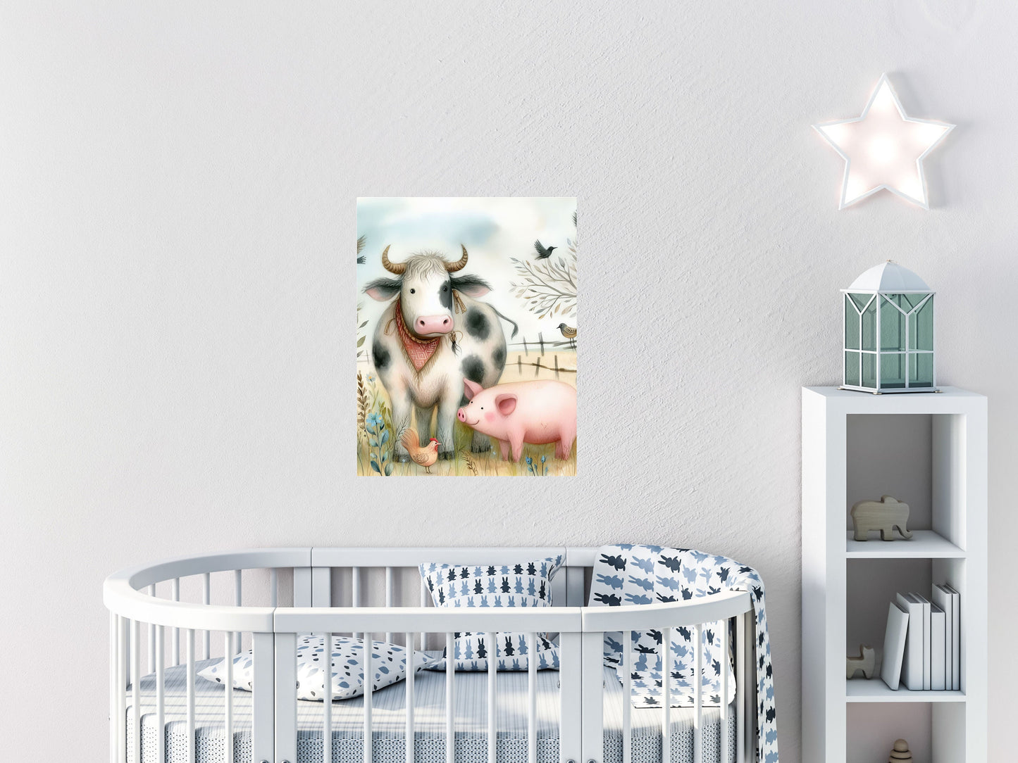 11x14 Cow and Pig Nursery Wall Art Canvas Print