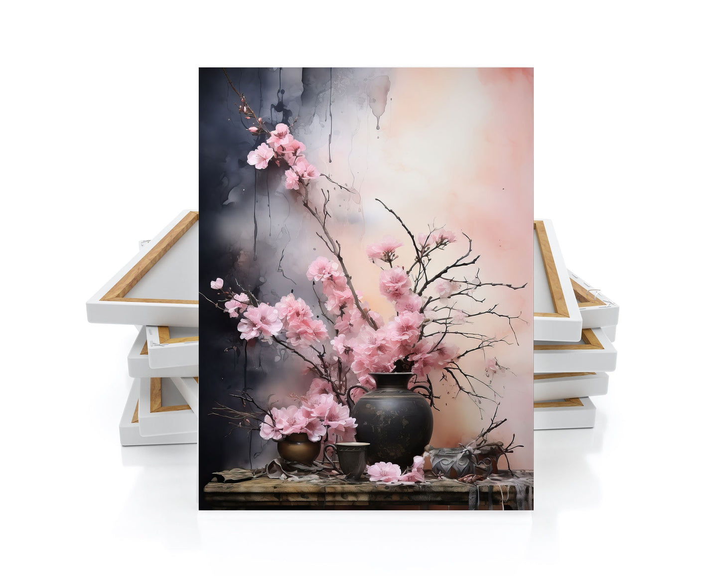 16x20 Pink Still Life Floral Wall Art Canvas Print