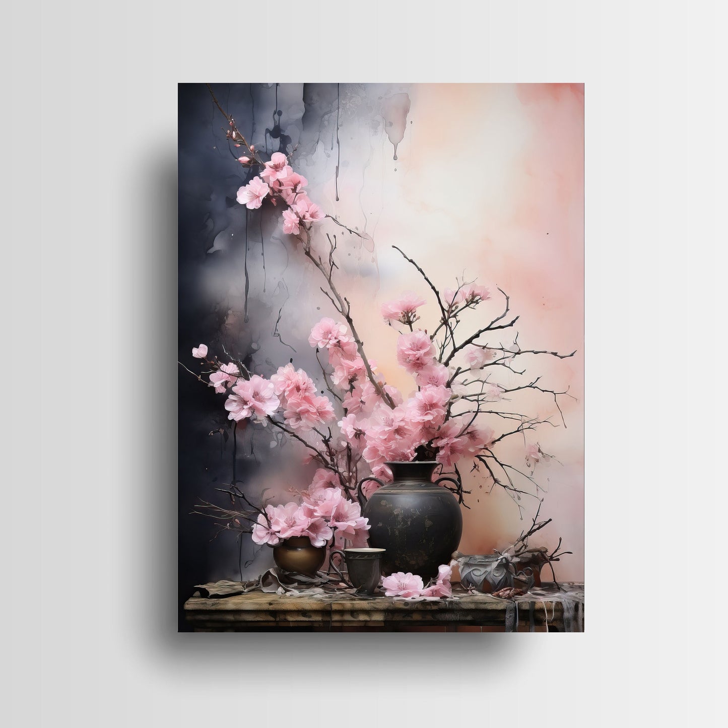 16x20 Pink Still Life Floral Wall Art Canvas Print