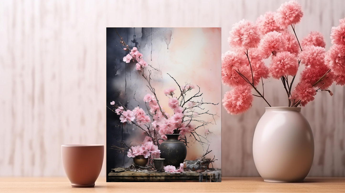 16x20 Pink Still Life Floral Wall Art Canvas Print