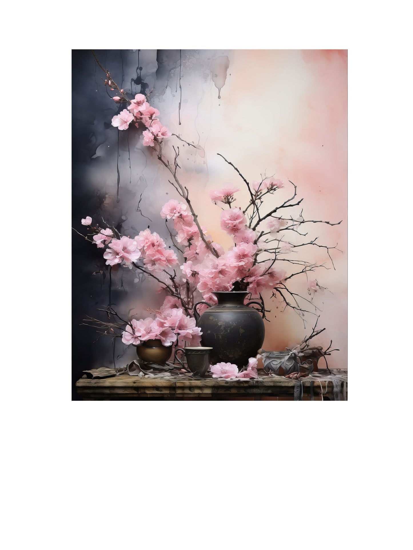 16x20 Pink Still Life Floral Wall Art Canvas Print