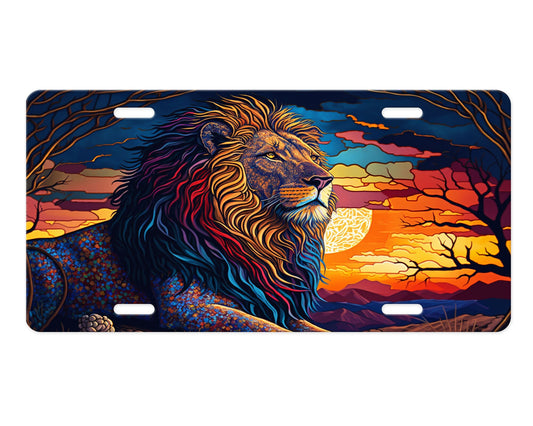 Vanity Front License Plate Lion at Sunset  Aluminum License Plate Car Accessory Decorative Front Plate