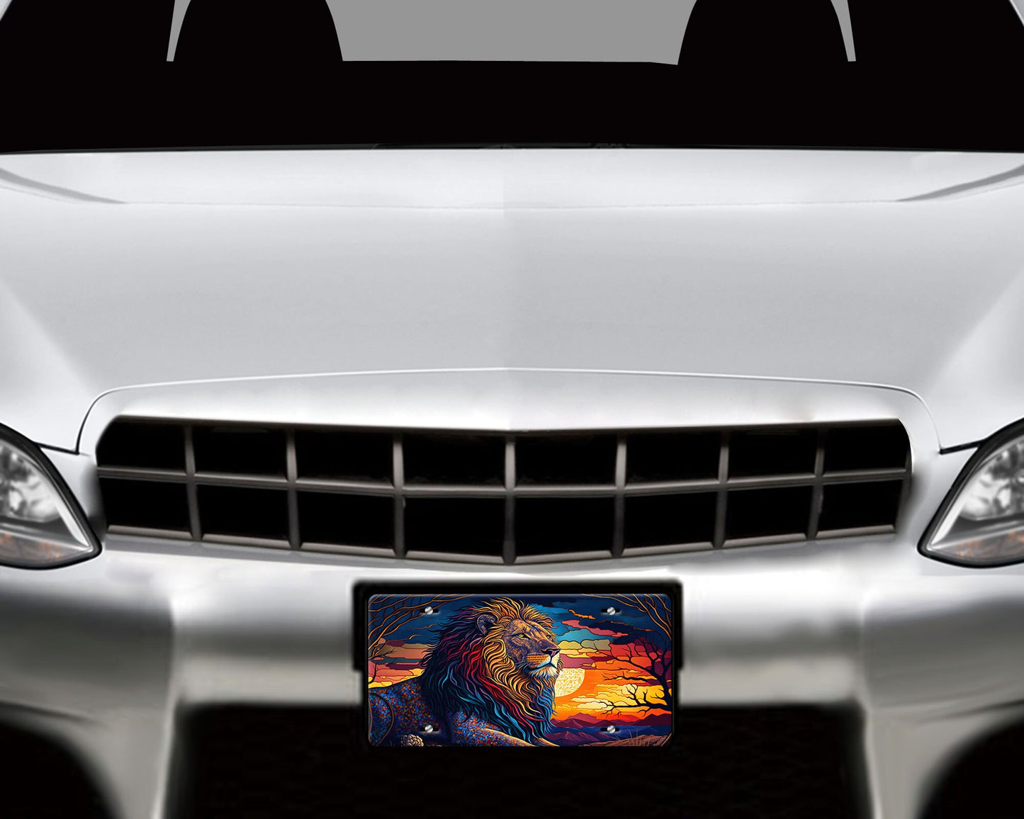 Vanity Front License Plate Lion at Sunset  Aluminum License Plate Car Accessory Decorative Front Plate