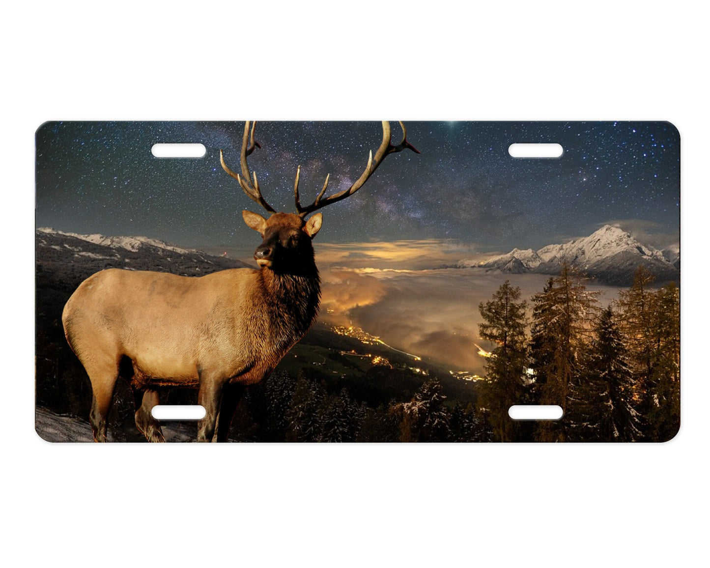 Vanity Front License Plate, Milky Way Elk Aluminum License Plate Car Accessory Decorative Front Plate