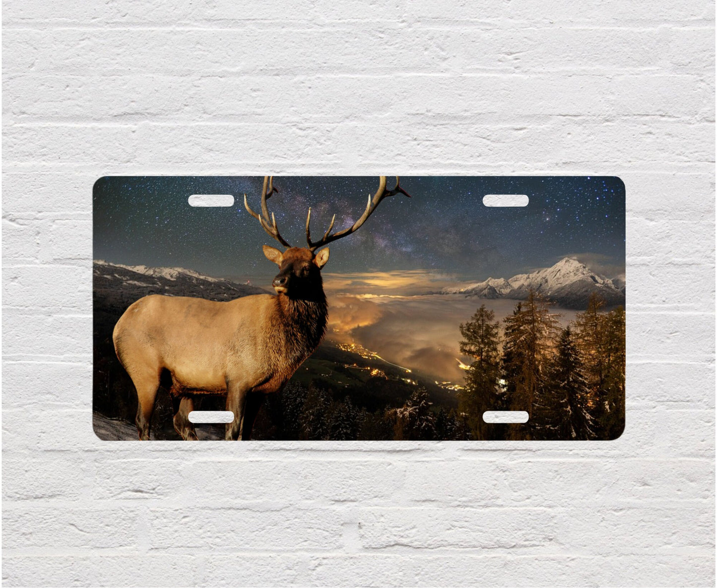 Vanity Front License Plate, Milky Way Elk Aluminum License Plate Car Accessory Decorative Front Plate