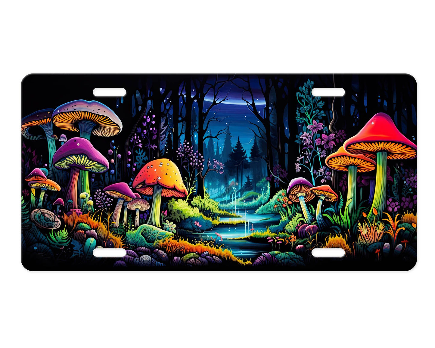 Vanity Front License Plate Mushroom Forest  Aluminum License Plate Car Accessory Decorative Front Plate