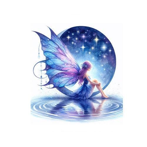 11x14 Blue Moon Fairy Wall Art Canvas Print