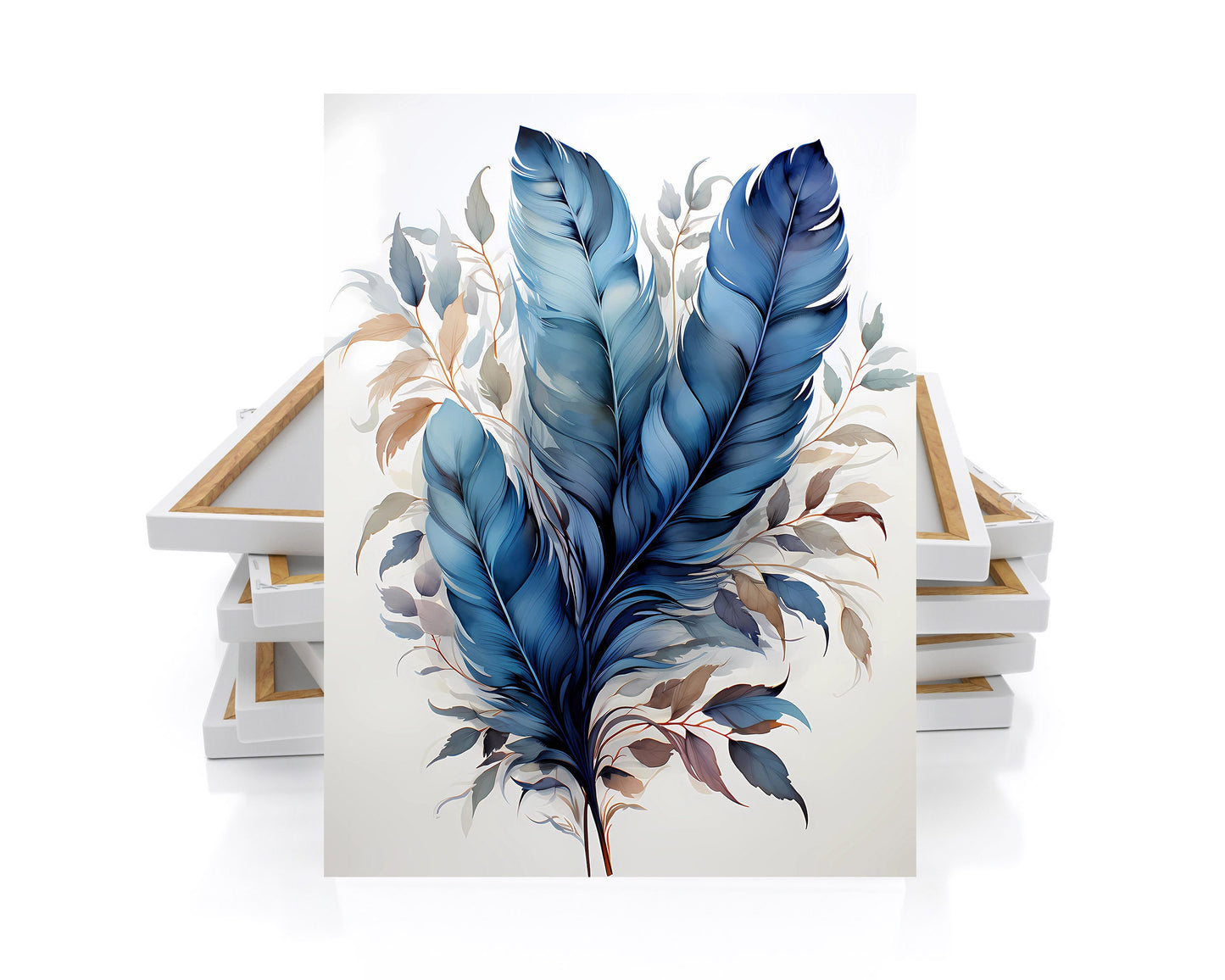 11x14 Indigo Feather Wall Art Canvas Print